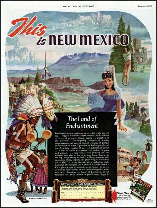 1949 Willard Andrews Art Mexico State Tourist Bureau Vintage Print Ad L3