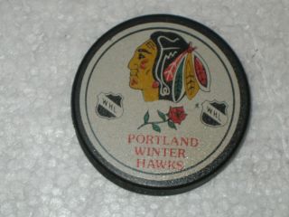 Portland Winter Hawks Puck Official Whl Circa 1980 