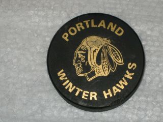 Portland Winter Hawks Puck 1982 Whl Champions Lower Front Edge Rough