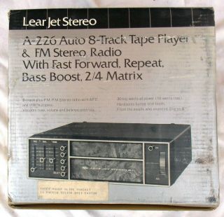 Rare Vintage Lear Jet Stereo A - 226 Auto 8 - Track Tape Player Fm Stereo Radio Nos