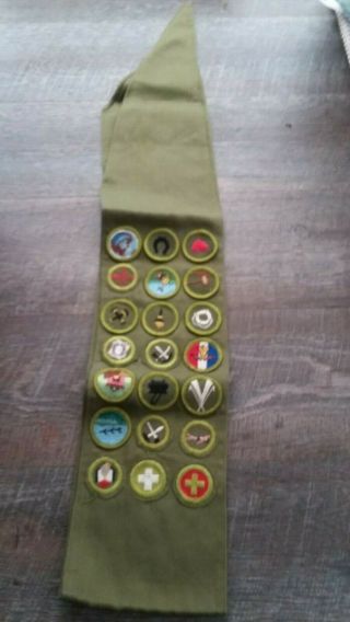 Vintage Boy Scouts Sash With Merit Badges 1970 