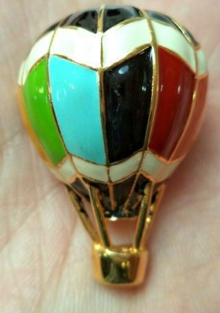 Stunning Vintage Estate Signed 2000 Psco Hot Air Balloon 1 3/8 " Brooch 2619w