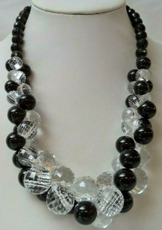 Stunning Vintage Estate Chunky B&w Bead 21 " Necklace 2616s