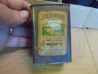 Vintage Fergus Brand Spice Tin Fergus Falls,  Minnesota