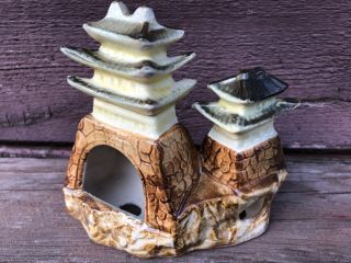 Vintage Ceramic Fish Tank Aquarium Ornament Japan Chinese Pagoda House