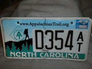 North Carolina Specialty License Plate Tag Appalachian Trail 2013 Hiker