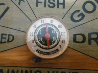 1940 - 50 ' s Cedar Wood Sportsman ' s Wall Thermometer Souvenir 7 