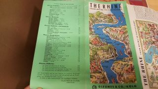 Vintage 1953 The Rhine From Mainz To Dusseldorf Large Brochure And Map Gleumes