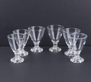 6 Vintage Anchor Hocking Clear Boopie Glasses Goblets 3 7/8 " Sherry Liquor