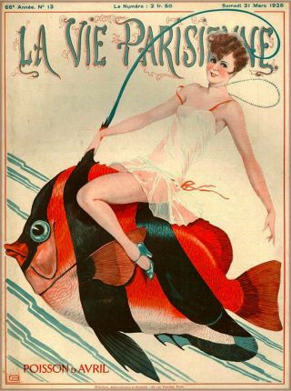1928 La Vie Parisienne Girl Fish French France Travel Advertisement Poster Print