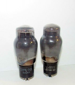 Identical Matched Pair - Rca Made 6l6g Smoked Glass Amplifier Tubes.  Tv - 7 Test Nos.