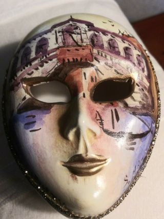 Venice,  Italy Hand Crafted And Hand Painted Ceramic Trinket Box Carnival Mask