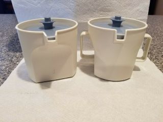 Tupperware Vintage Blue And White Creamer And Sugar Set 1414 - 14 & 1415 - 15
