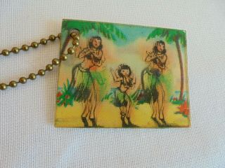 Vintage Aloha From Hawaii Vari - Vue Souvenir Flicker Flasher Hula Girls Keychain