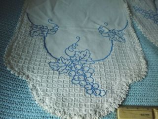 Vintage cotton tablecloth & runner hand embroidery hand crochet 32 