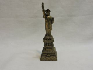 Small Vintage Statue Of Liberty Figurine Cast Metal Nyc York Brass Color