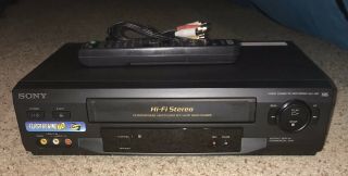 Sony 4 - Head Hifi Stereo Vcr Vhs Player Slv - N51 With Remote & Rca Cables