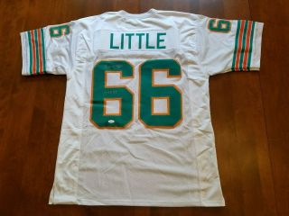Larry Little " Hof 1993 " Autographed Dolphins Xl Football Jersey (jsa)