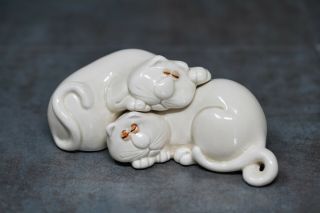 Vintage Fitz & Floyd Cat Nap Nesting Cats Kittens Ceramic Salt Pepper Shakers