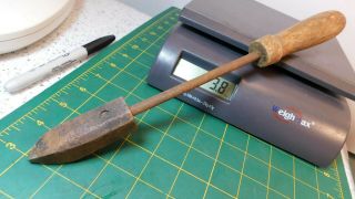 13.  8oz Vtg.  Antique? Copper Wood Handle Soldering Iron 12.  5 " Long 5/16 " Shaft