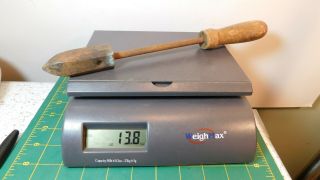 13.  8oz Vtg.  Antique? Copper Wood handle Soldering Iron 12.  5 