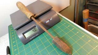 13.  8oz Vtg.  Antique? Copper Wood handle Soldering Iron 12.  5 