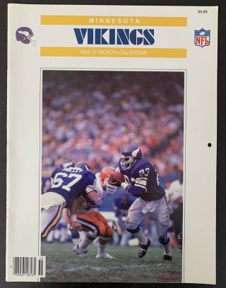 1985 Minnesota Vikings 17 Month Calendar W/ 1984 Nfl Game Schedule Ted Brown