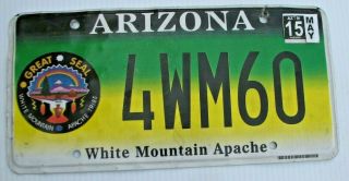 Arizona White Mountain Apache Indian Tribe Graphic License Plate " 4wm 60 " Az