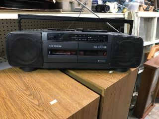 Hitachi Trk - W360 Vintage Dual Deck Cassetteplayer Recorder Radio Boombox