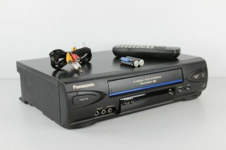 Panasonic Pv - V4522 Vcr Hi Fi Stereo Bundle With Remote Batteries And Rca Cables
