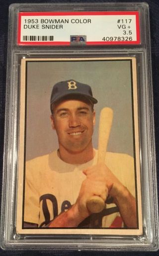 1953 Bowman Color 117 Duke Snider Dodgers Hof Psa 3.  5