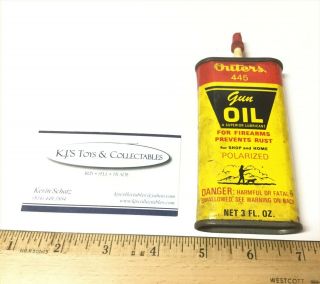 Old Oval Lead Top Outers 445 Gun Oil 3 Oz Can Vintage Tin Advertising