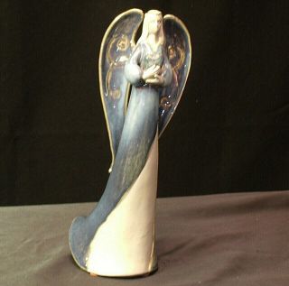 Blue Tall Angel Holding A Heart Aa - 192010 Vintage