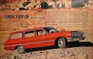 1963 Chevy Impala Station Wagon 2 Page Vintage Car Art Print Ad
