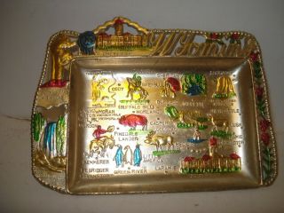 Vintage State Souvenir Metal Ashtray Collector Plate - Wyoming (japan)