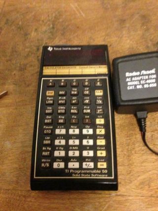 Vintage Texas Instruments Ti Programmable 59 Calculator W/ Adapter Usa