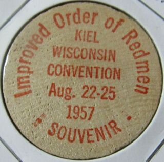 1957 Improved Order Of Redmen Kiel,  Wi Wooden Nickel - Token Wisconsin