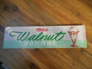 Vintage Hunters Ice Cream Walnut Sundae Paper Tacker Sign 15.  5 " X 4.  25 "