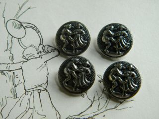 Four 18mm Tyrolean Vintage Metal Picture Buttons Sewing Crafts Aus Post