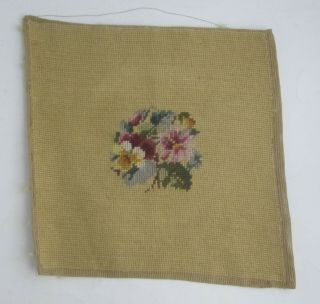 Vintage Completed Needlepoint Viola Flowers Johnny Jump Up Pillow Cover Or Frame
