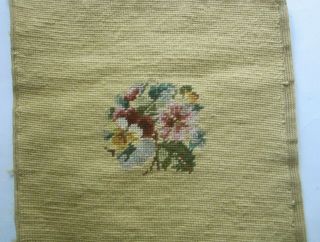 Vintage Completed Needlepoint Viola Flowers Johnny Jump Up Pillow Cover or Frame 2