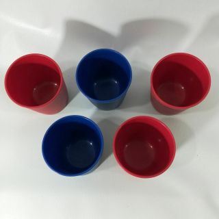 Vintage Tupperware 6 oz Juice Cups Red Blue Set of 5 Tumble Plastic Small 2