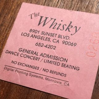 Vintage 1980s Whisky A Go Go Concert Ticket Wild Child Jim Morrison Doors