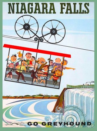 Niagara Falls York Greyhound Bus United States Travel Advertisement Poster 2