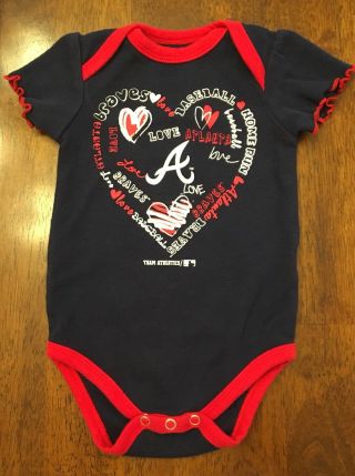 Team Athletics Mlb Infant Girl Atlanta Braves Bodysuit - Size 3 - 6 Mos