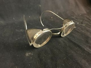 Vintage Saniglass " B " Safety Glasses (goggles) With Wire Mesh Sides Steam Punk