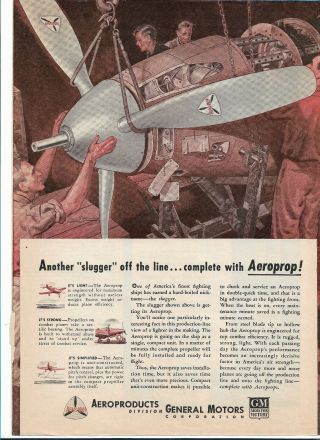 1943 Gm Aeroproducts Division Vintage Ad Slugger Aeroprop 11 " X 8 1/2 "