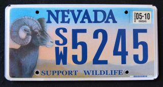 Nevada " Support Wildlife - Big Horn Sheep Ram Horn " Nv Specialty License Plate
