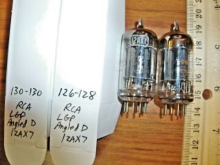 2 Strong Matched RCA Long Gray Plate Angled D Getter 12AX7 / ECC83 Tubes 2 2