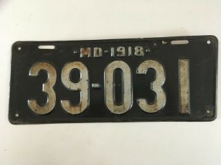 1918 Maryland License Plate